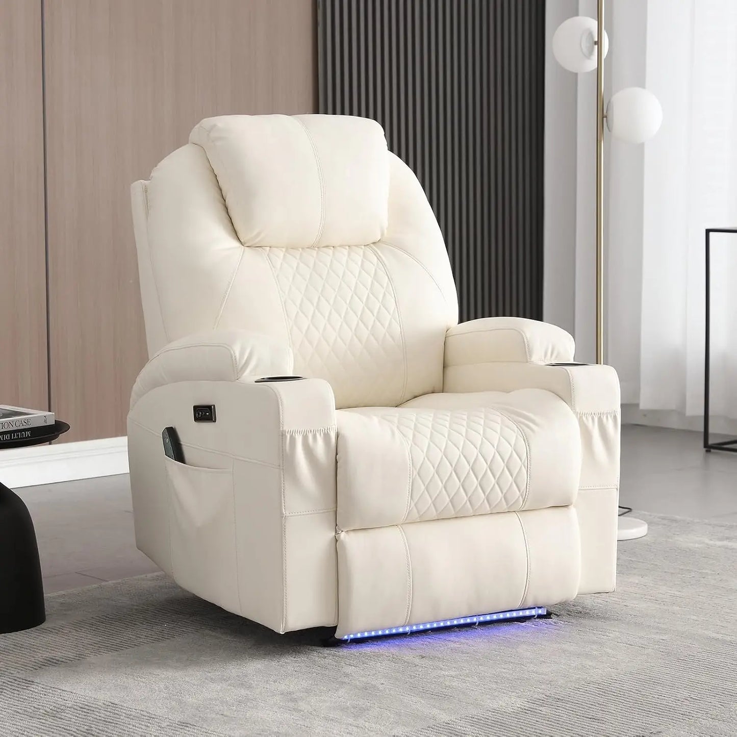 Power Recliner Chair With Heat And Massage PU Leather