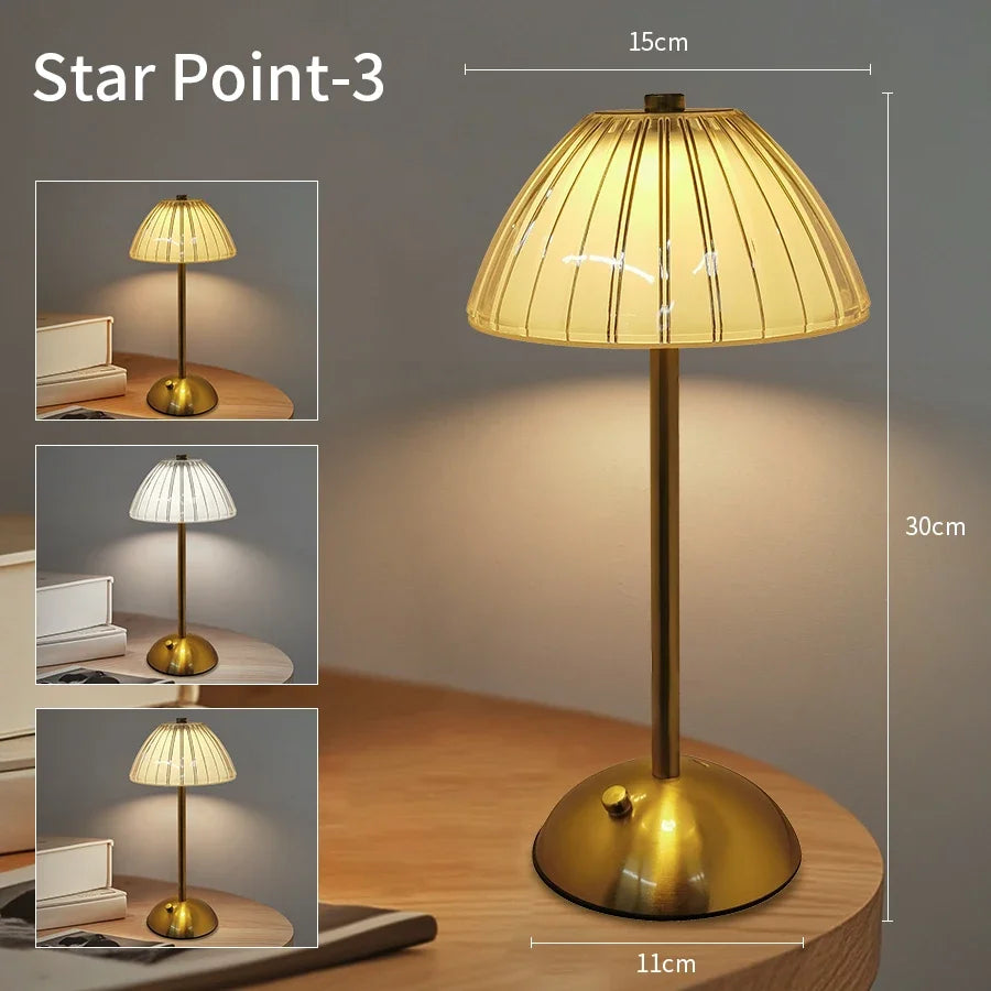 Table Lamp LED Touch Sensor Dimmable Desktop Night Light Rechargeable Wireless Reading Lamp for Hotel Bar Bedroom Decor Light
