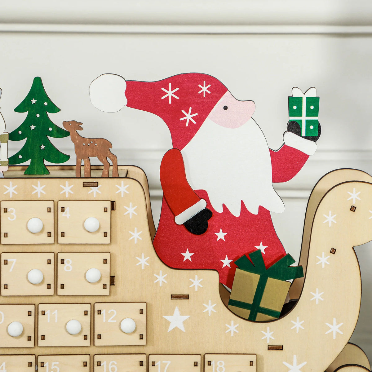 HOMCOM Wooden Christmas Advent Calendar With 24 Countdown Drawers