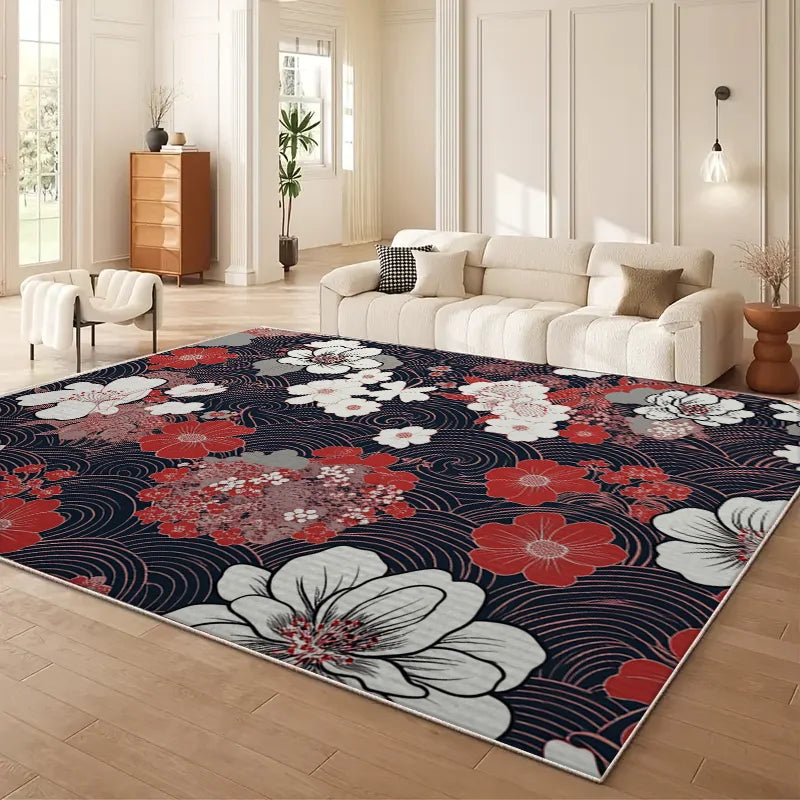 VIKAMA Persian Floral Area Rug Modern Non Slip Living Room Mat