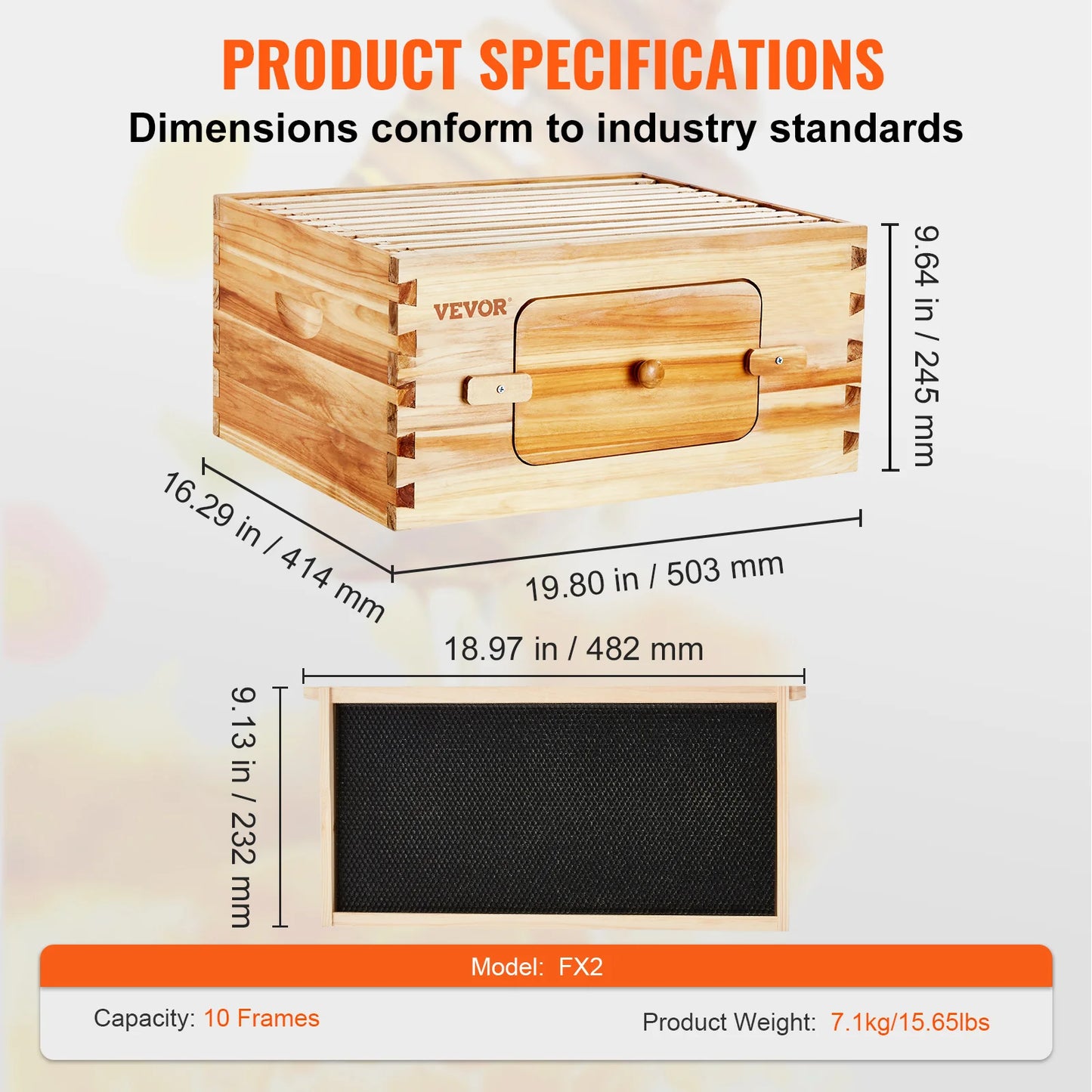 SucceBuy Cedar Bee Hive Langstroth Starter Kit With Acrylic Windows