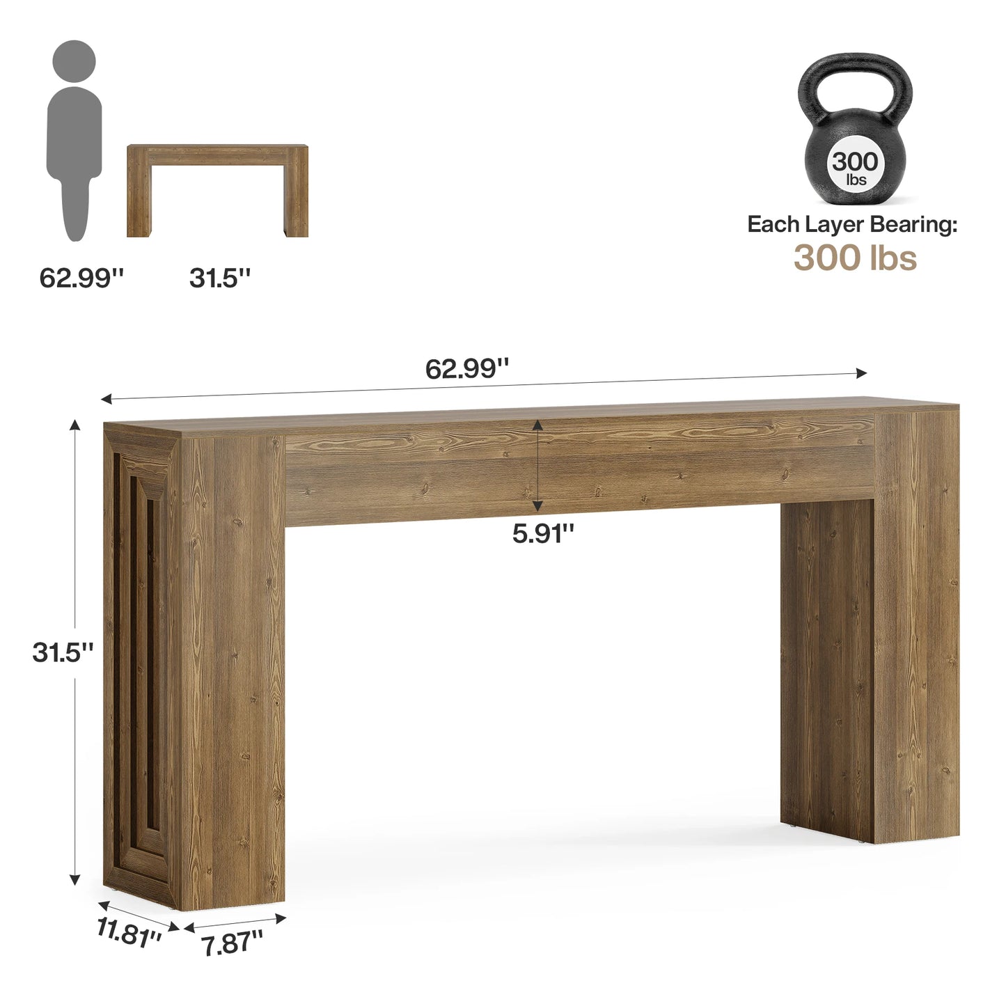 Tribesigns 63-Inch Long Console Table, Farmhouse Narrow Sofa Table Behind The Couch for Living Room, Entryway, Hallway, Foyer, N