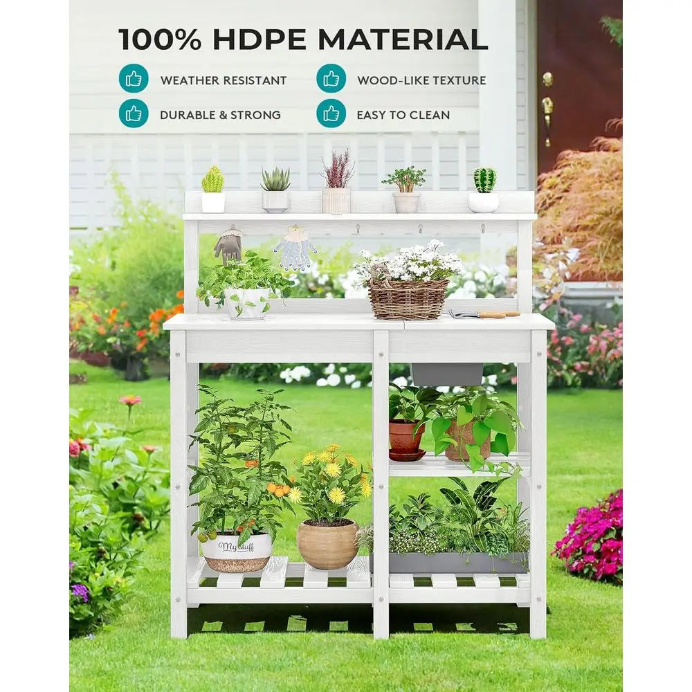 Outdoor Garden Workbench With Detachable Sink HDPE Table