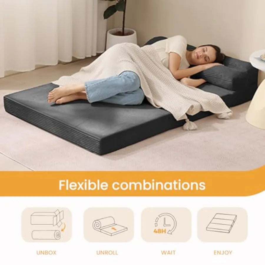 OLOEY Folding Sofa Bed 3-In-1 Convertible Couch For Living Room