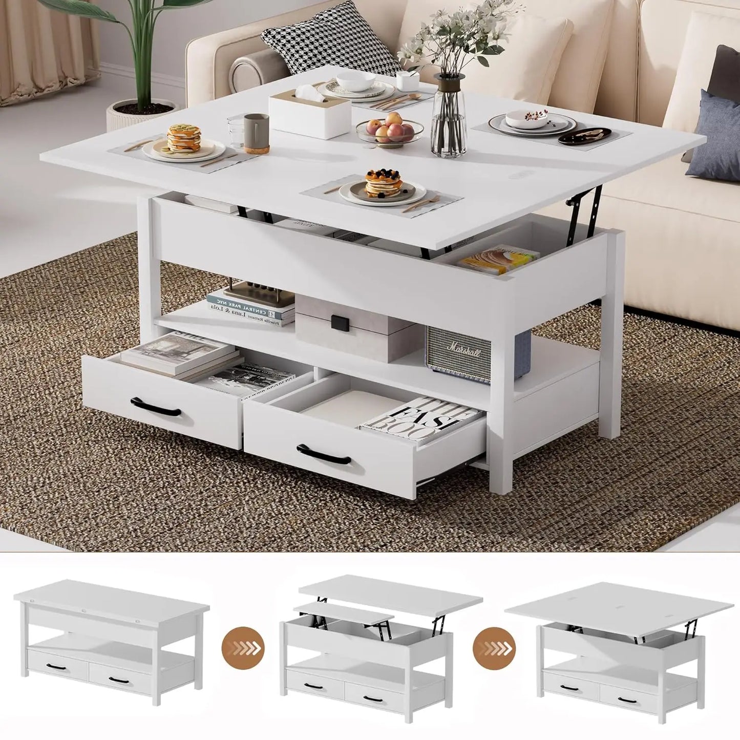 Guangbai Lift Top Coffee Table With Storage And Hidden Compartments