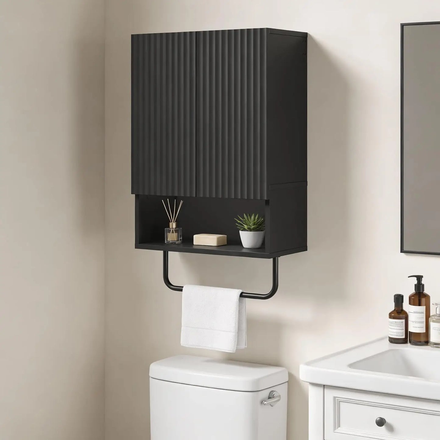 XIUWO Wall Mounted Medicine Cabinet With Towel Bar