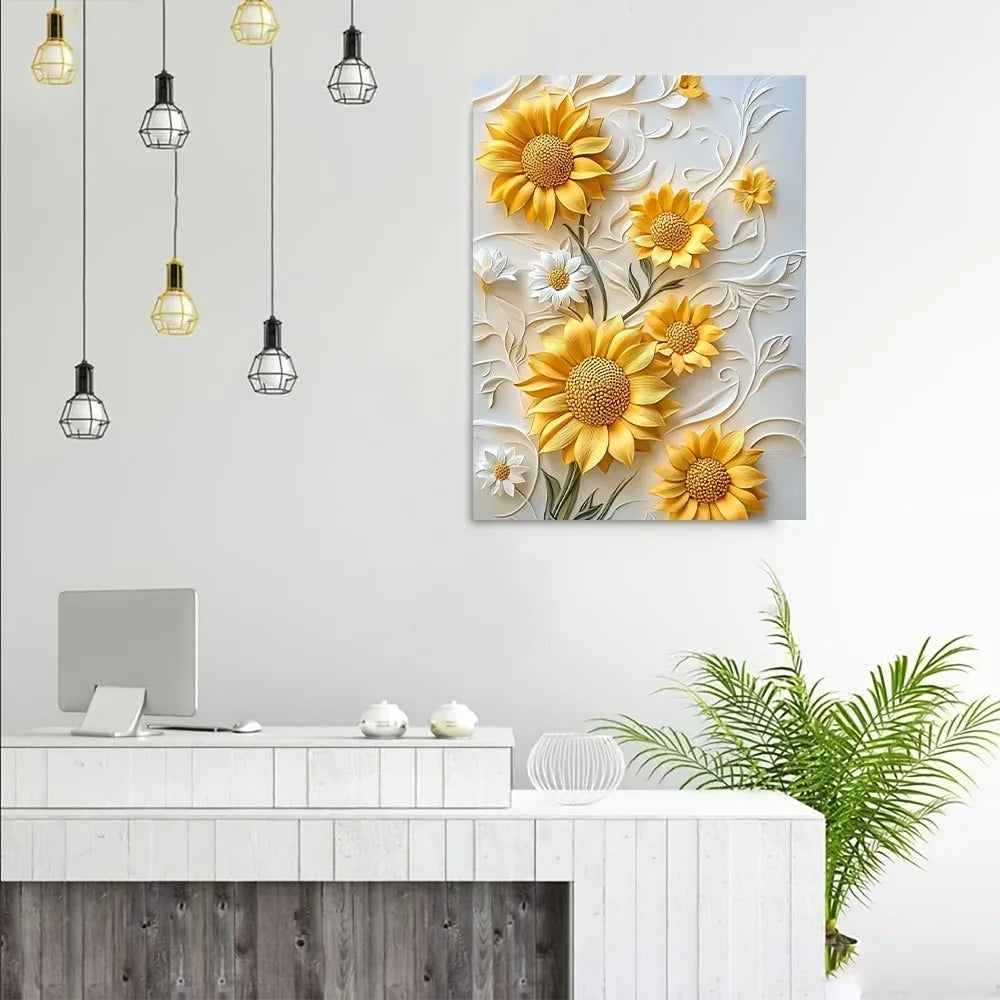 Sunflower Canvas Art With Wood Frame