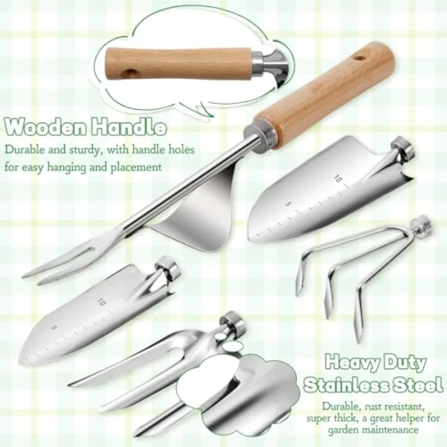 11Piece Gardening Hand Tools Set with Durable Garden Tool Organizer Bag RustResistant and Stylish Heavy Duty Garden Tools for G