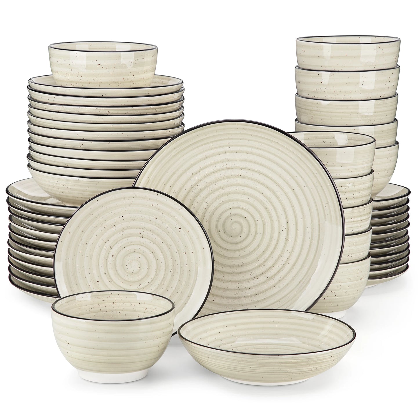 Malacasa Ceramic Dinnerware Set Handpainted Spiral Design