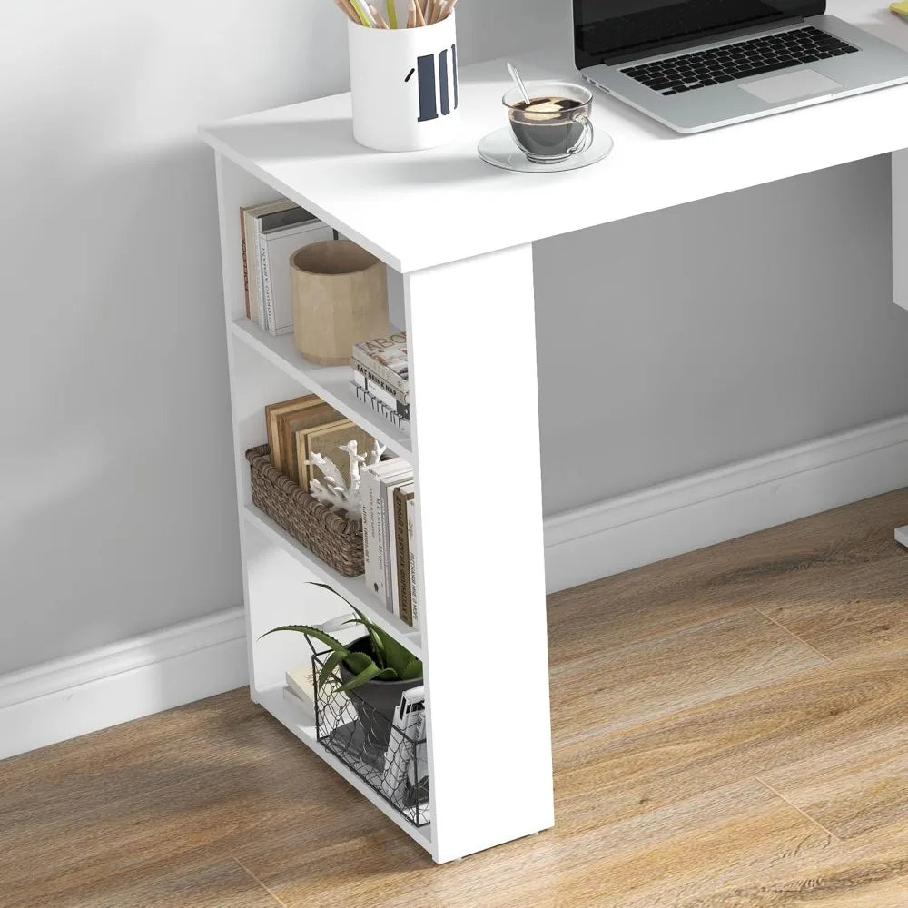L Shaped Desk With Rotating Stand And Storage