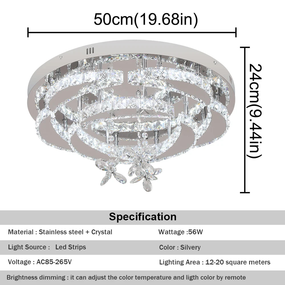 GreeLustr Crystal LED Ceiling Chandelier Pendant Light For Living Room