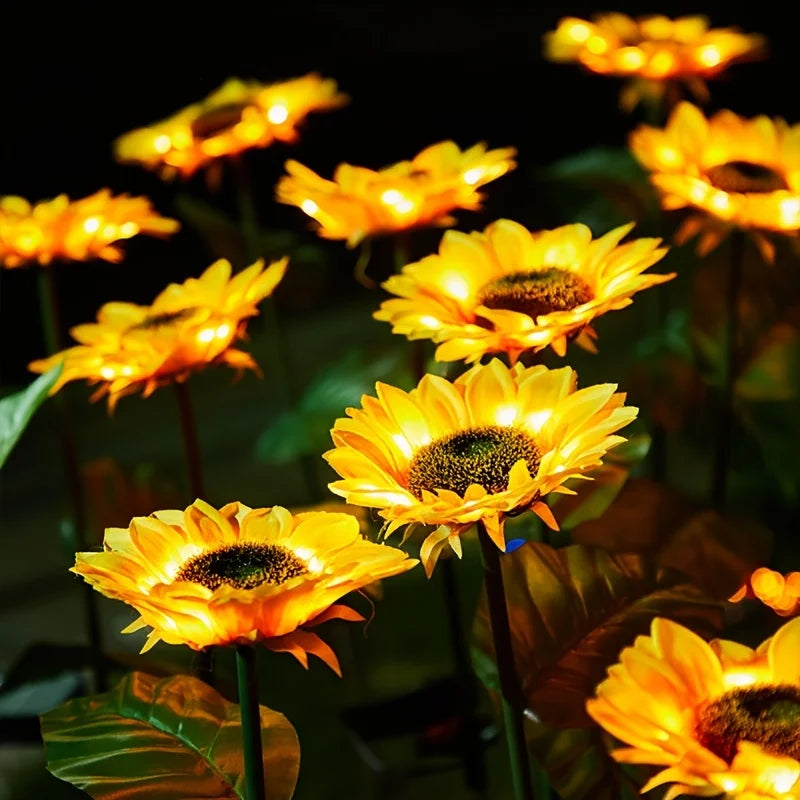 Solar Powered Sunflower LED Garden Decor for Outdoor Pathways