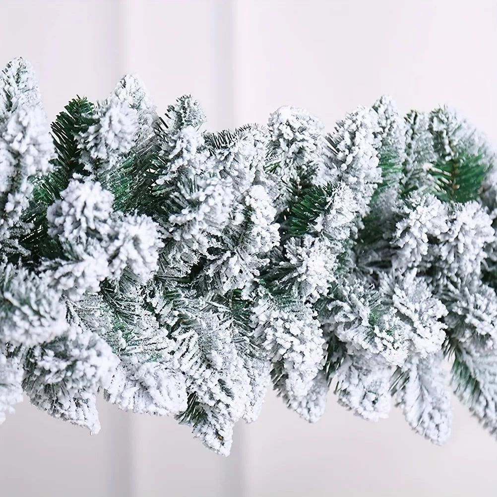 Snow Flocked Artificial Christmas Pine Garland for Holiday Home Decor