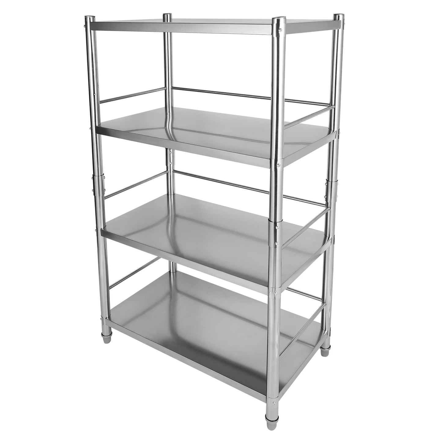 Heavy Duty Stainless Steel Shelving, 4-Tier with 200 lbs Load Capacity per Shelf, Ideal for Organizing Magazines, Beverages, and