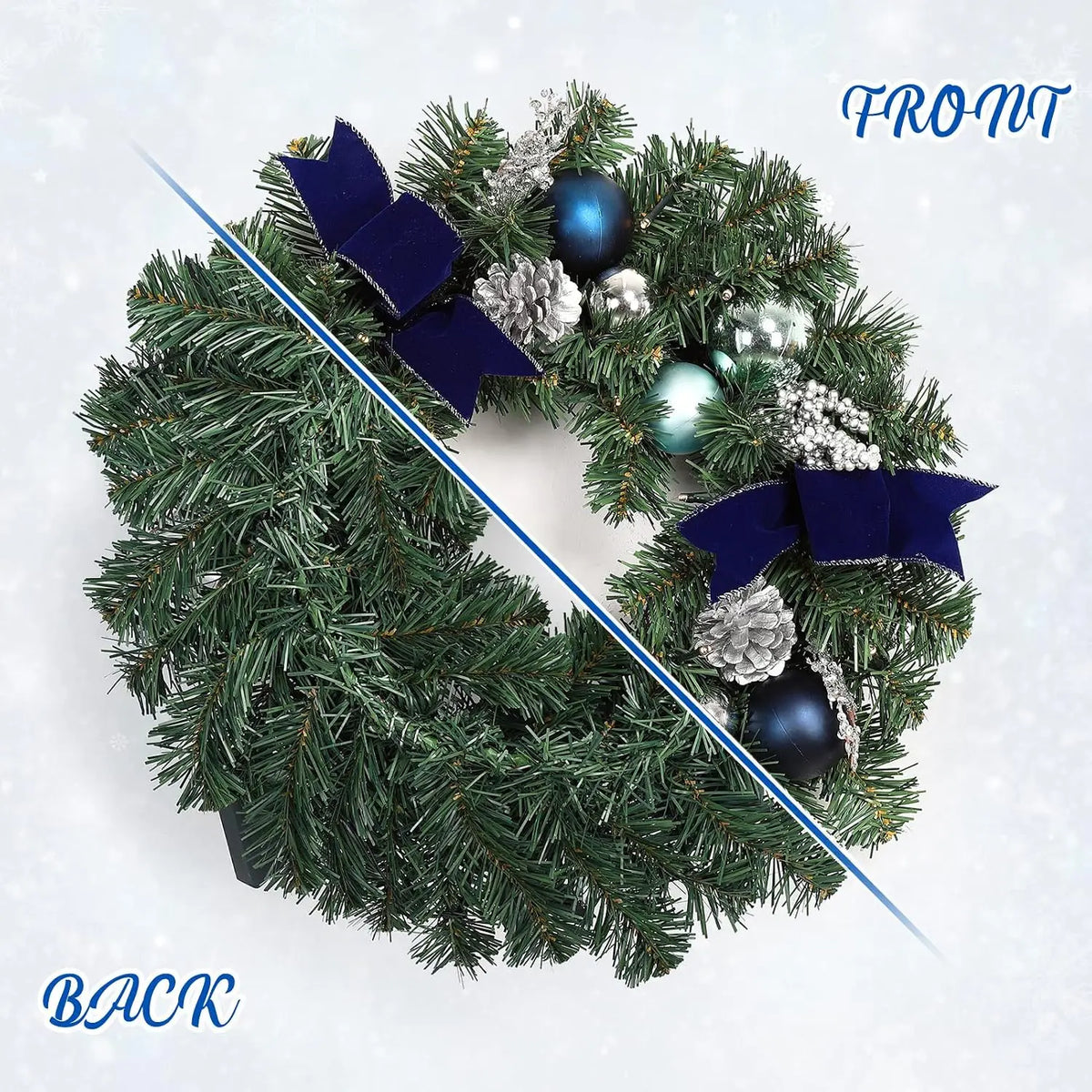 Artificial Christmas Wreath With LED Lights for Door Decor
