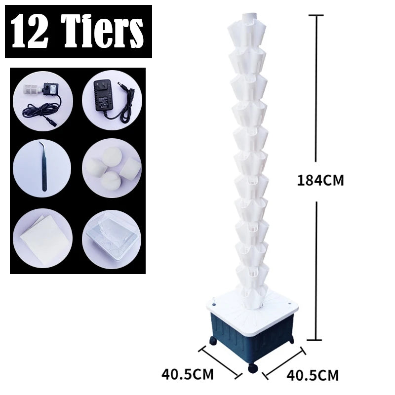 DIY Home Garden Vertical Rainfall Tower Planter Detachable Petal Shaped Deluge Planting Column Balcony Hydroponic Growing System