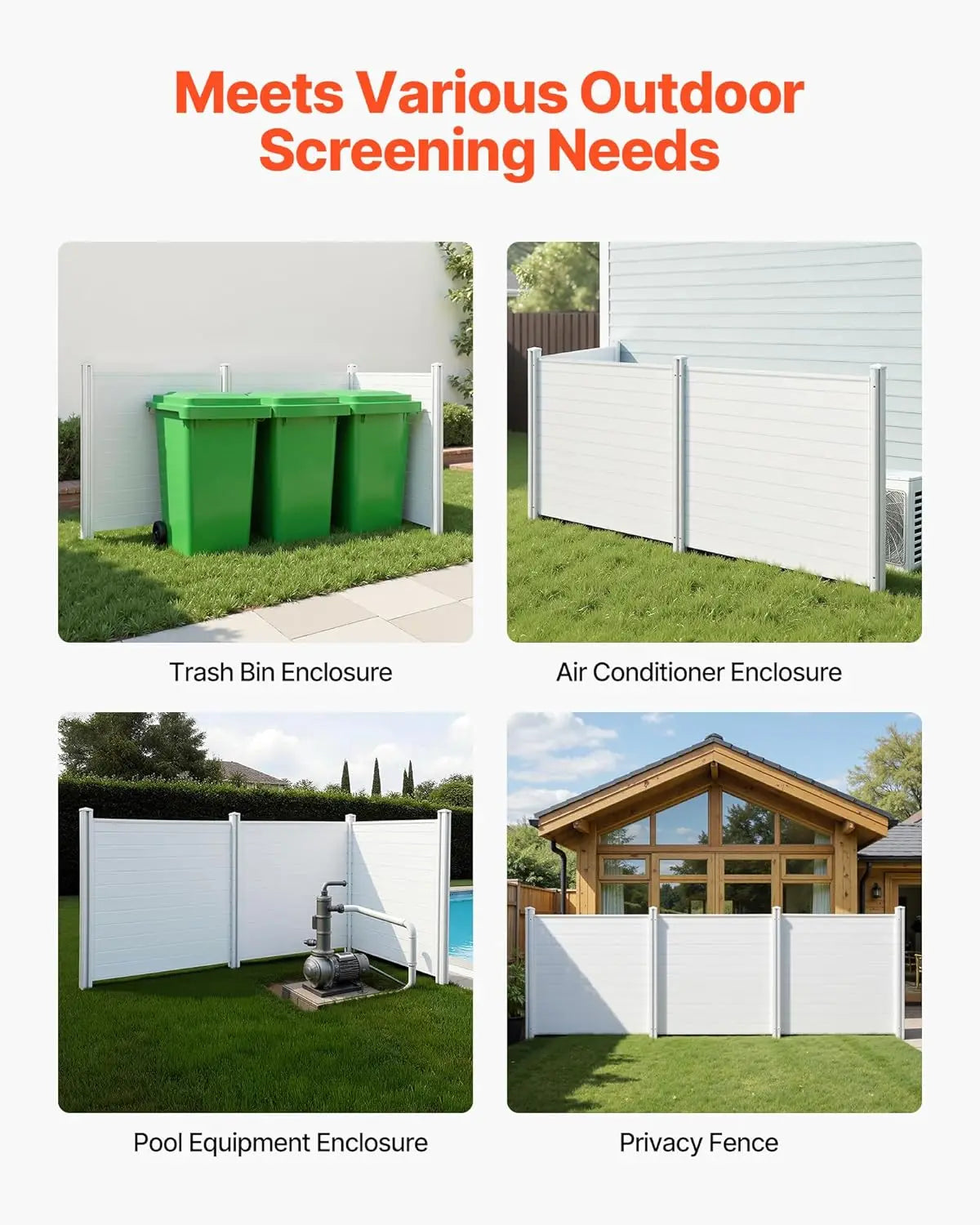 Outdoor Privacy Screen, 50in H x 50in W Air Conditioner Fence, 3-Panel Pool Equipment Enclosure,