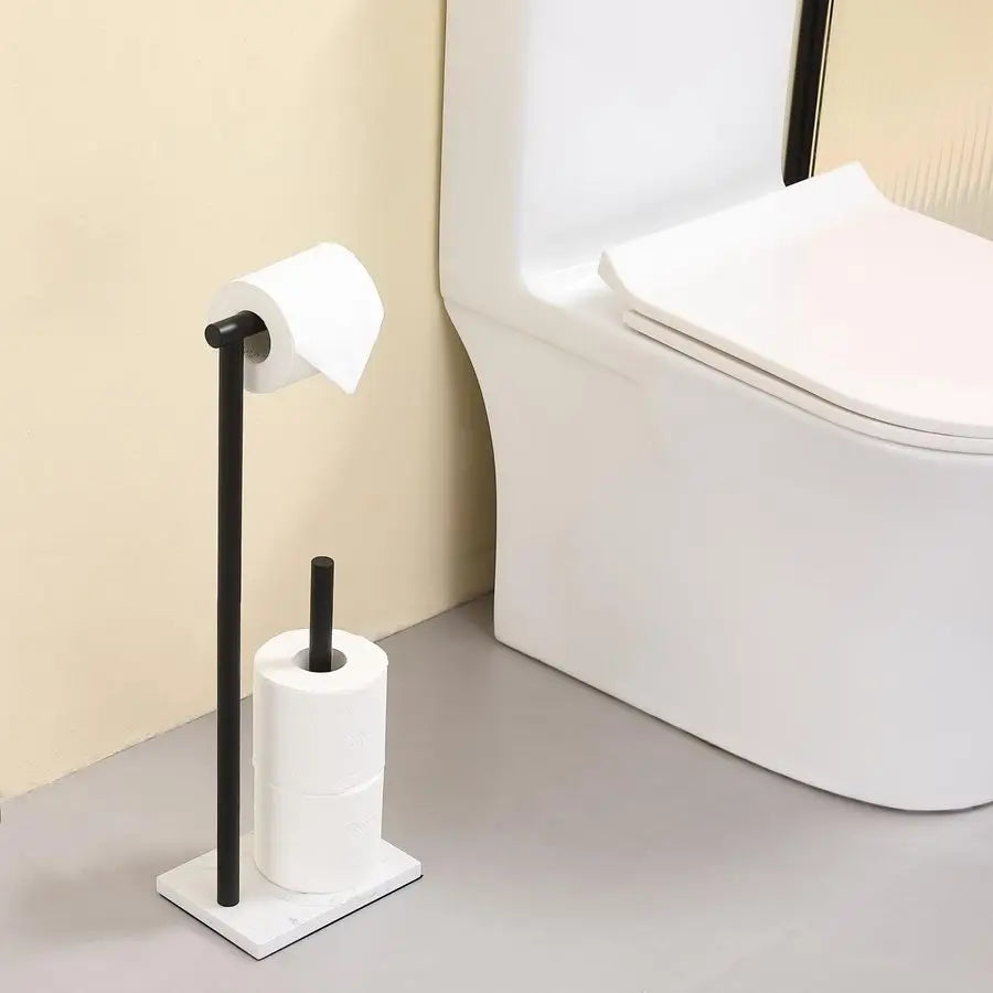 Free Standing Toilet Paper Holder With Marble Base Stainless Steel