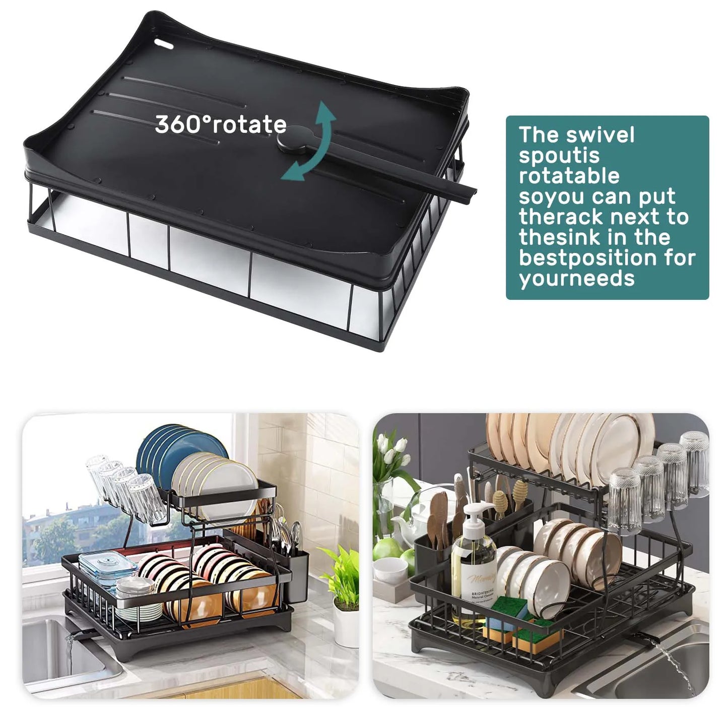 Dish Drying Rack For Kitchen Countertops Removable Draining Rack