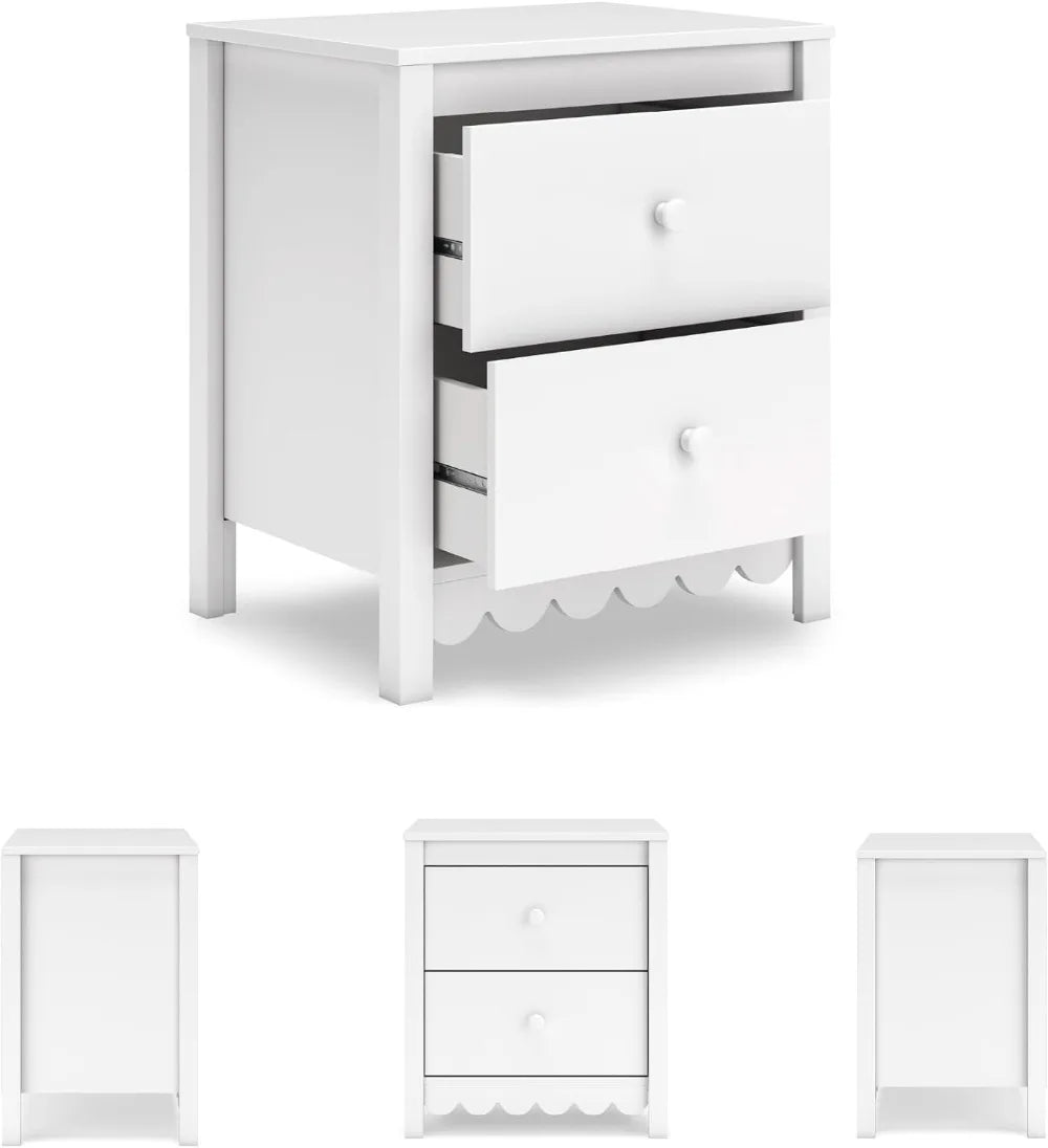 Minimalist Two Drawer Nightstand With Smooth Gliding Wood Drawers
