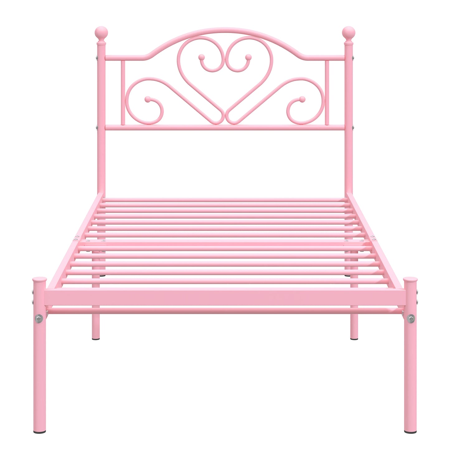 MERRONIX Heavy Duty Metal Bed Frame With Heart Shaped Headboard
