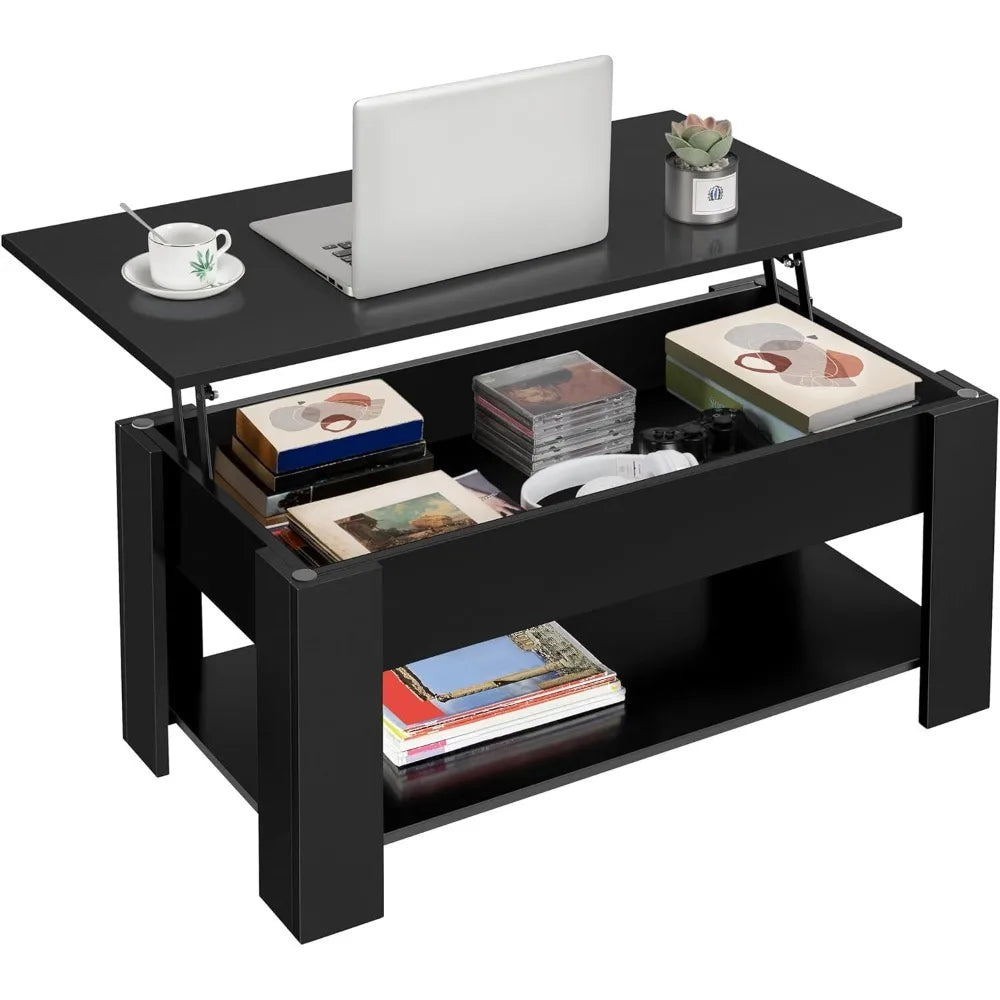 Lift-Top Coffee Table With Hidden Storage Modern Design