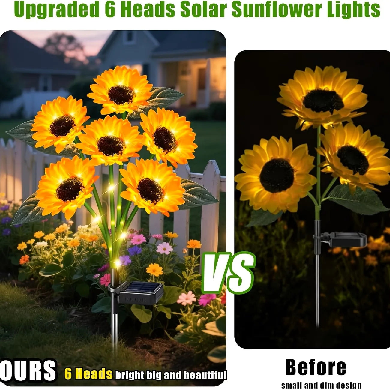 Solar Sunflower Outdoor Lights Waterproof Auto On Off LED Decor