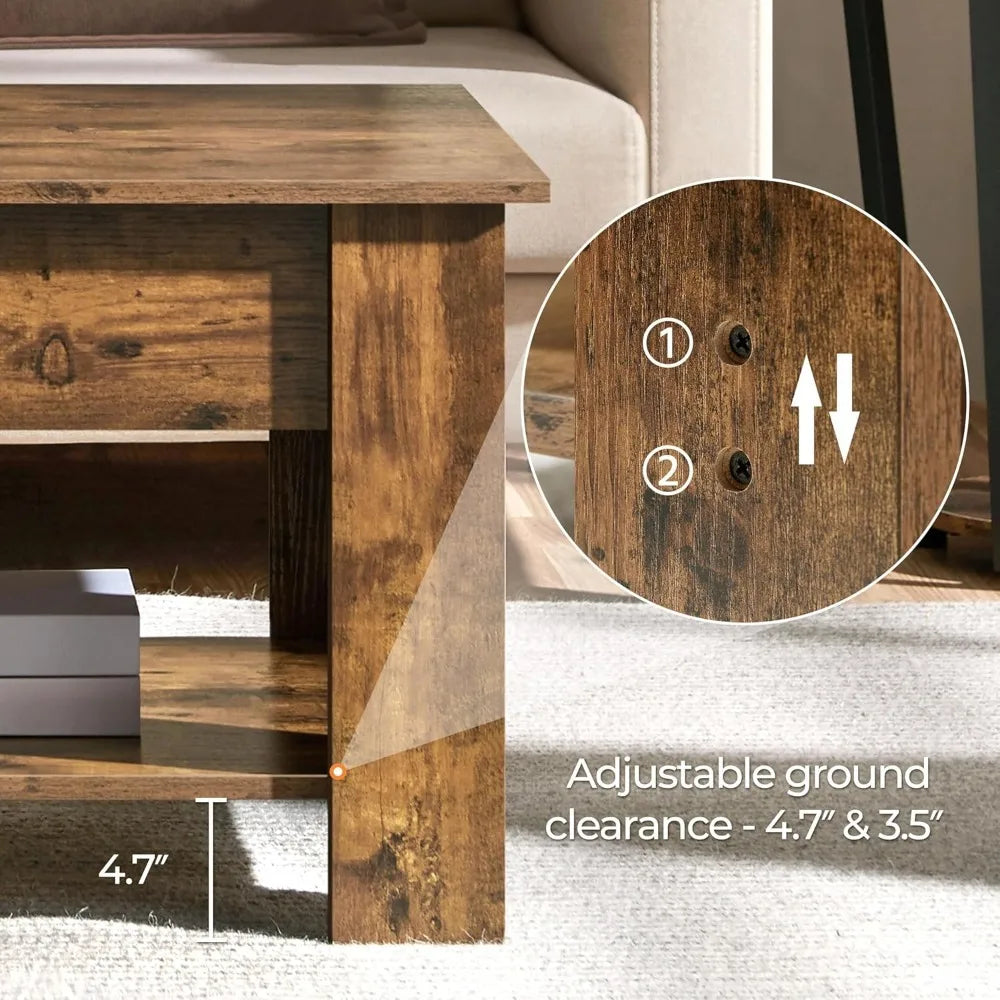 Lift-Top Coffee Table With Hidden Storage Modern Design