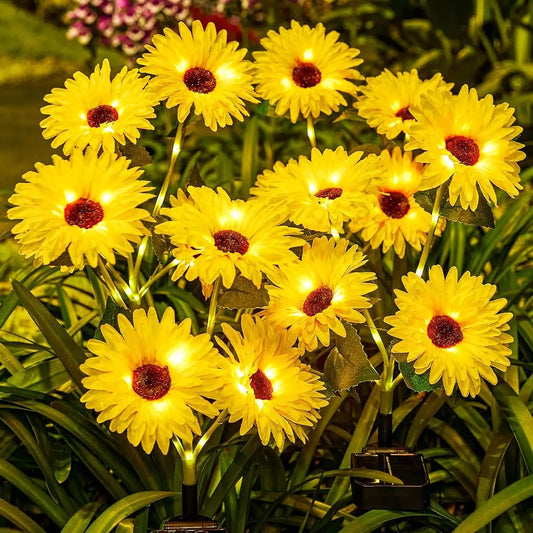 Solar Sunflower Outdoor Lights Waterproof Auto On Off LED Decor