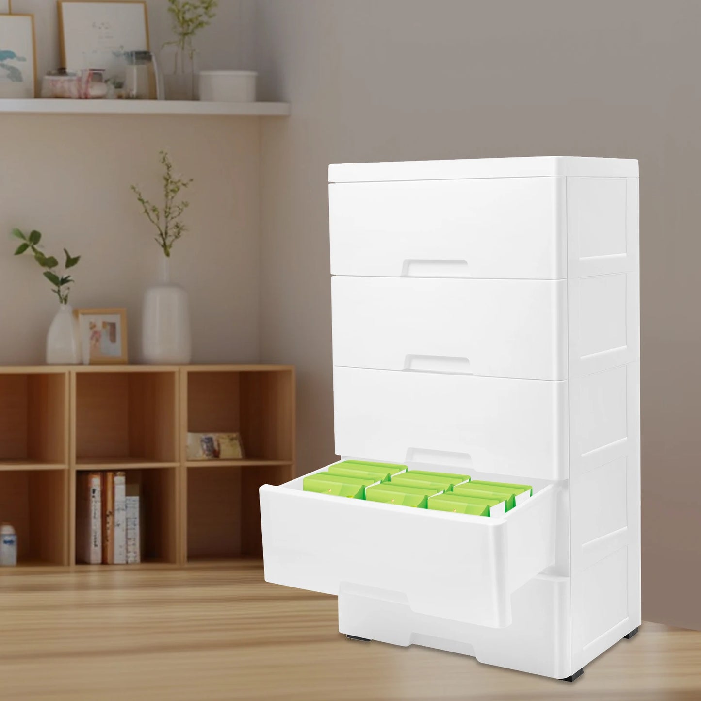 NONECN Plastic Drawers Dresser 5-Tier Storage Cabinet