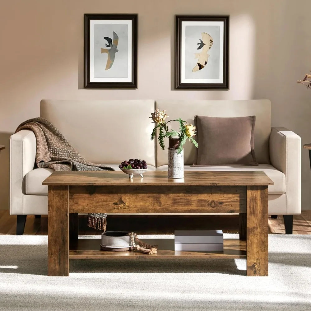 Lift-Top Coffee Table With Hidden Storage Modern Design