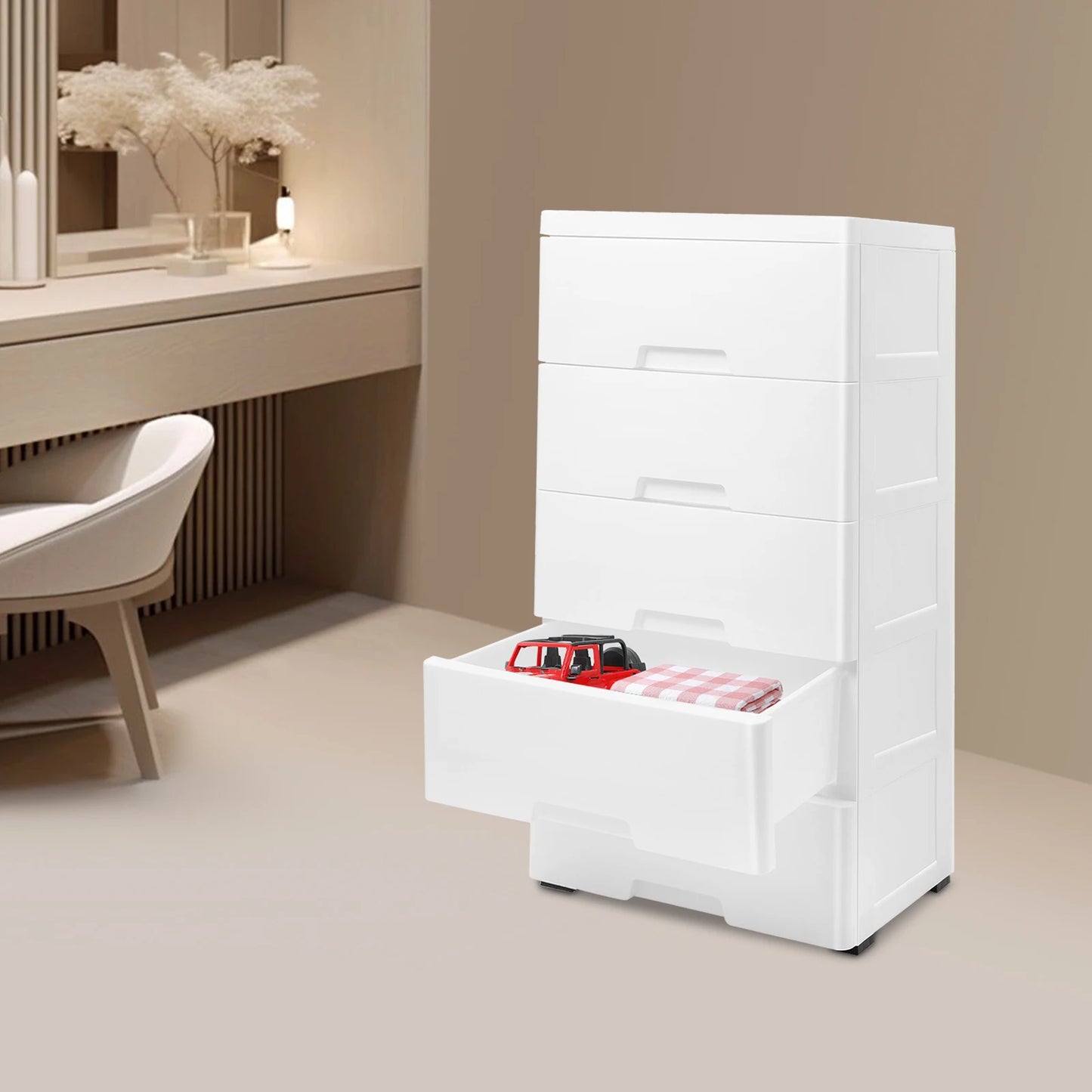 NONECN Plastic Drawers Dresser 5-Tier Storage Cabinet