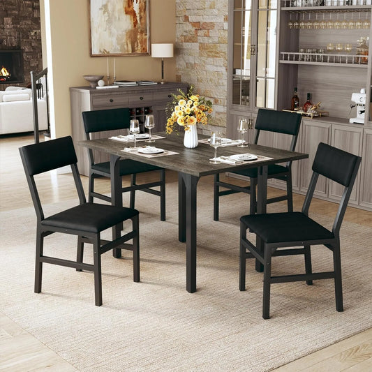 Extendable Dining Table Set For Four With Cushioned Chairs