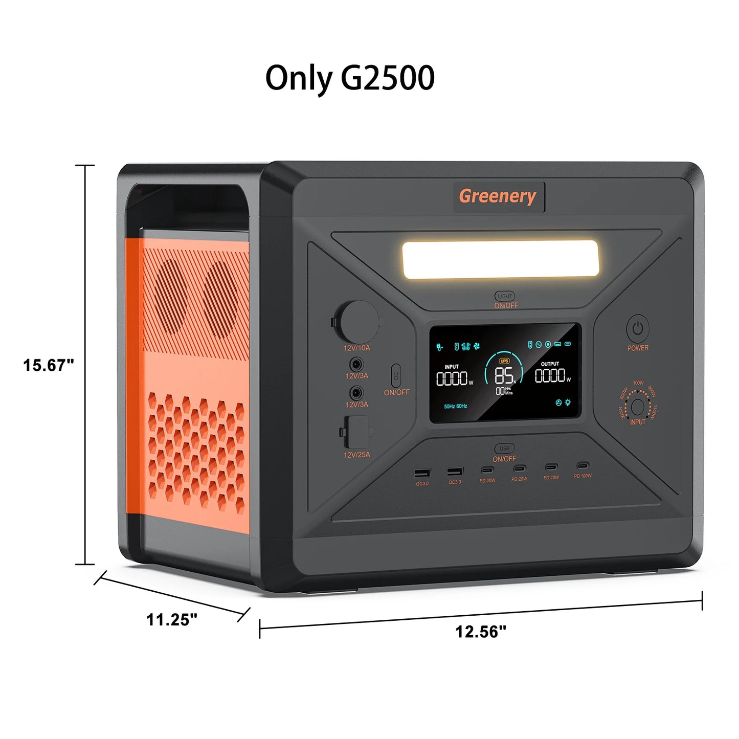 Greenery Portable Power Station 2500W Solar Generator With Cart