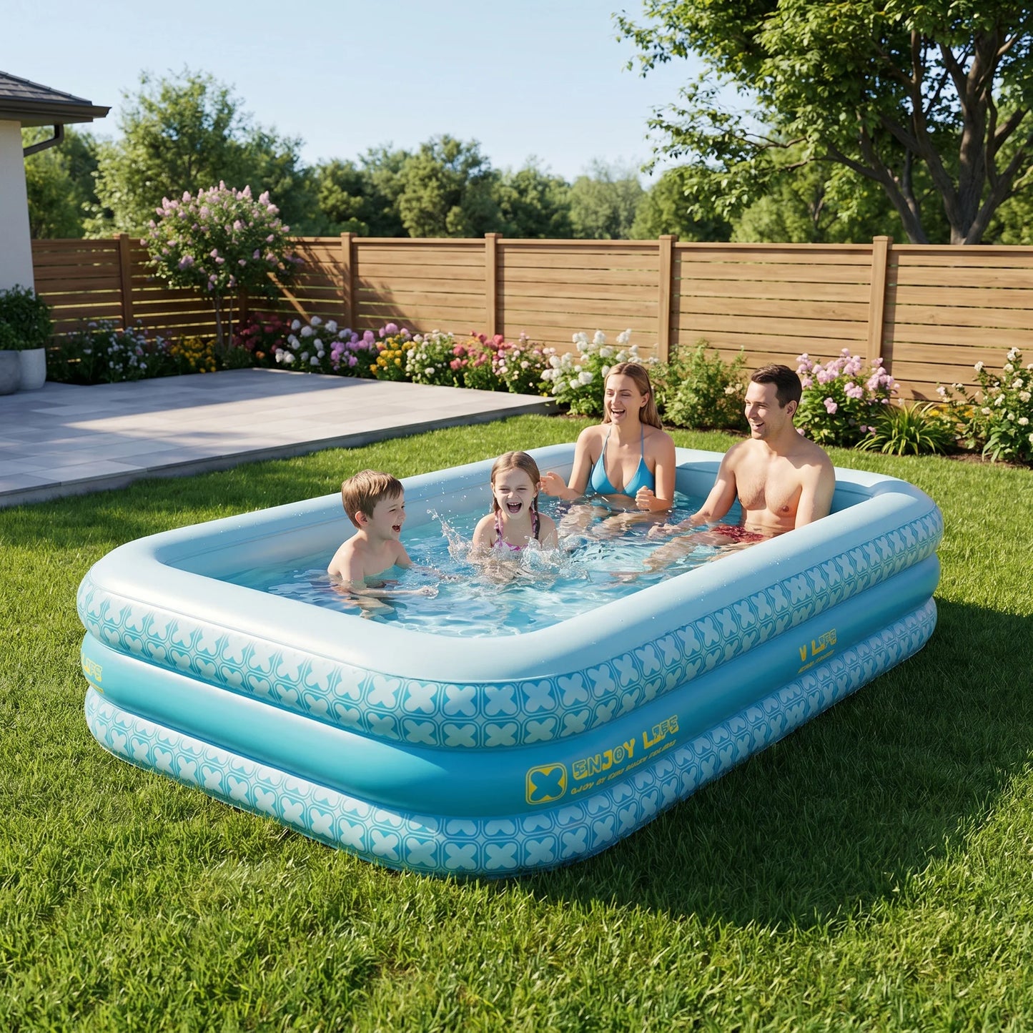 Inflatable Family Pool For Adults Above Ground Easy Setup PVC