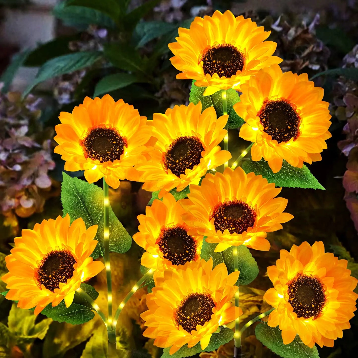 Solar Sunflower Outdoor Lights Waterproof Auto On Off LED Decor