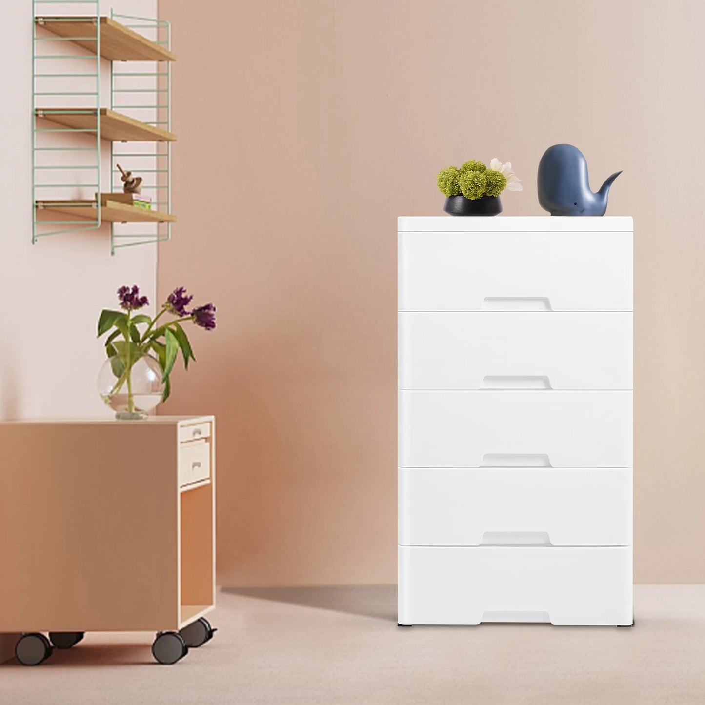 NONECN Plastic Drawers Dresser 5-Tier Storage Cabinet