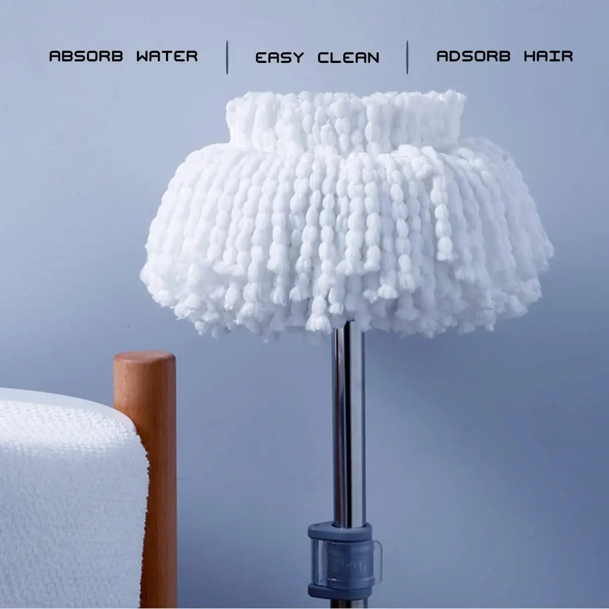 Stainless Steel Extendable Mop Handle With Microfiber Heads Set