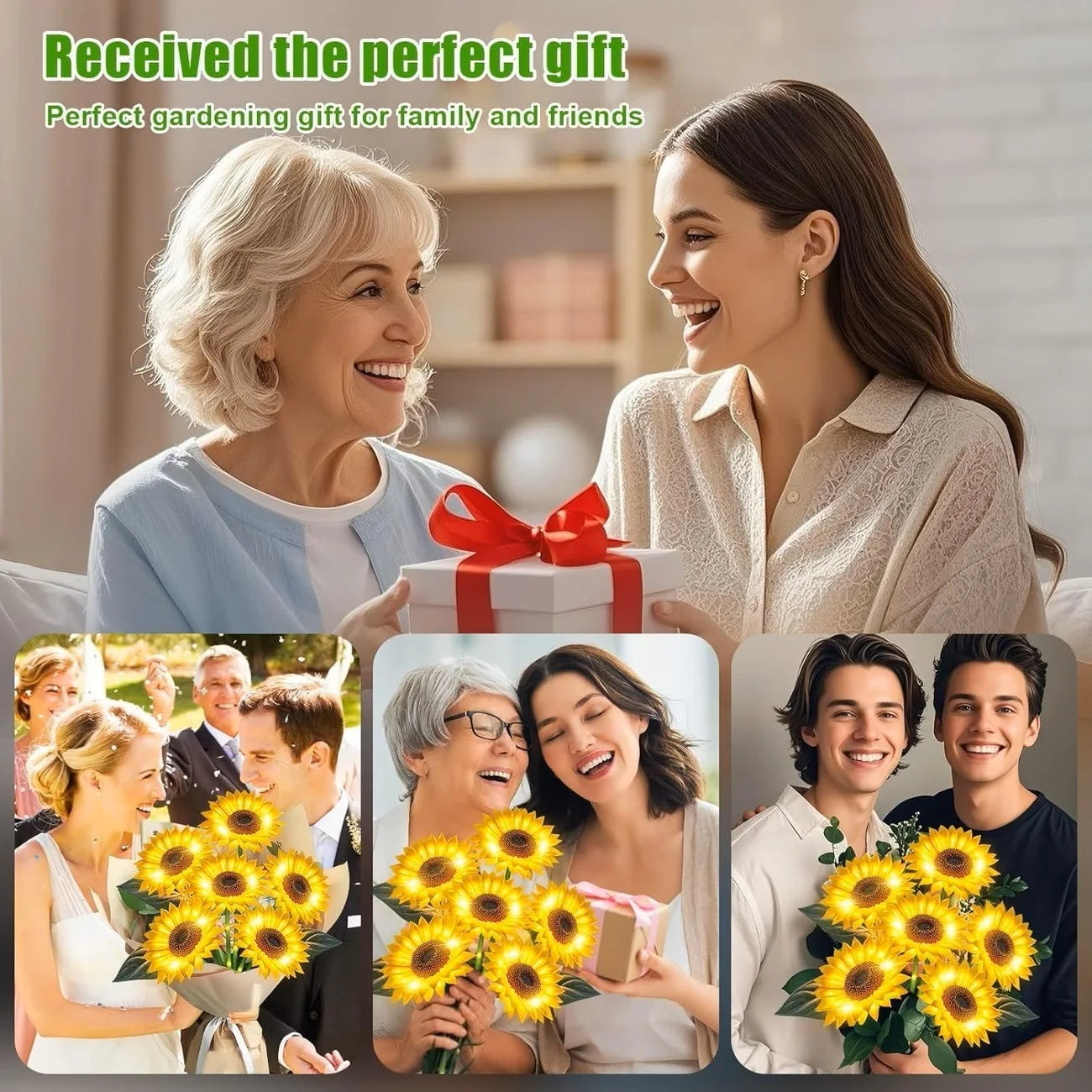 Solar Sunflower Outdoor Lights Waterproof Auto On Off LED Decor