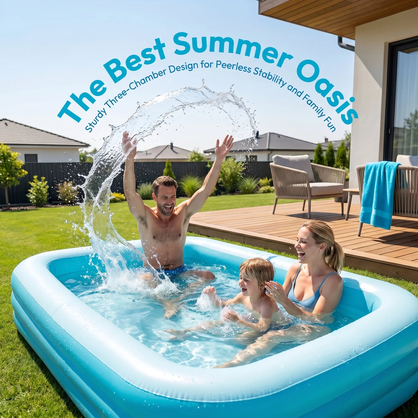 Inflatable Family Pool For Adults Above Ground Easy Setup PVC