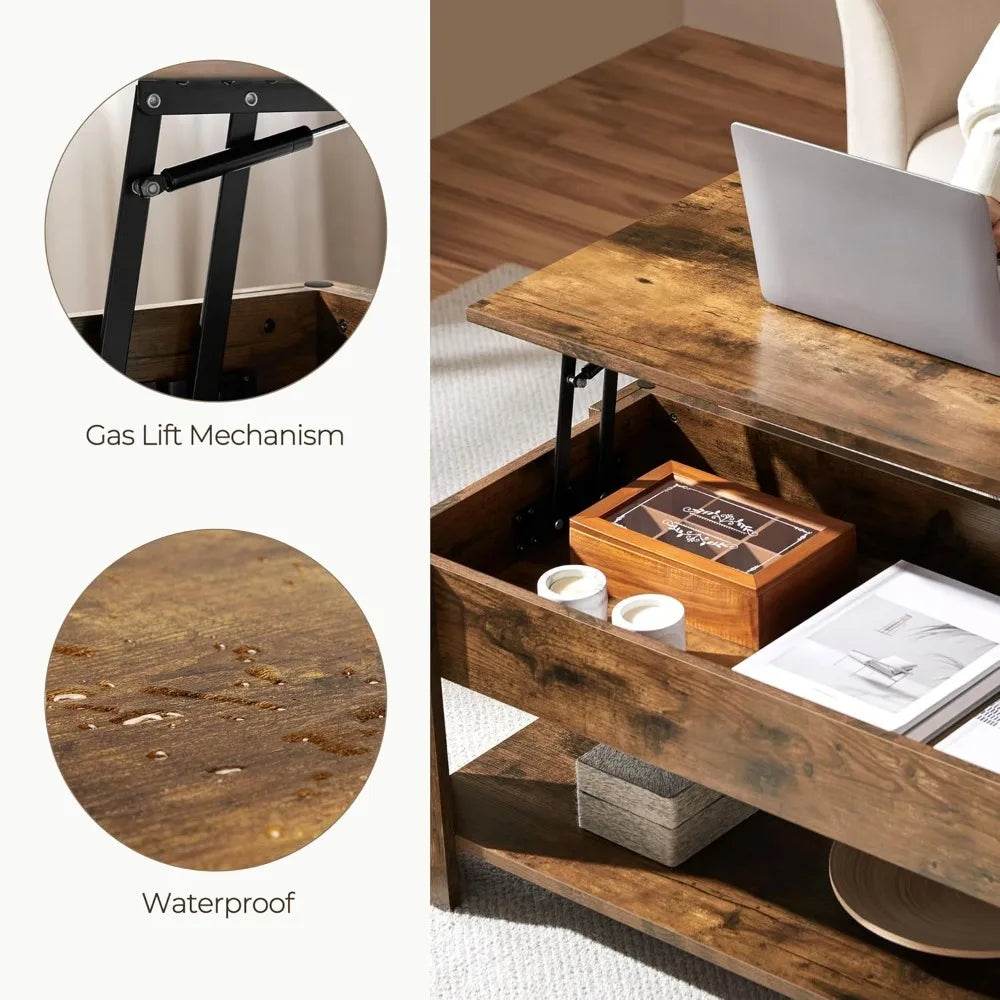 Lift-Top Coffee Table With Hidden Storage Modern Design