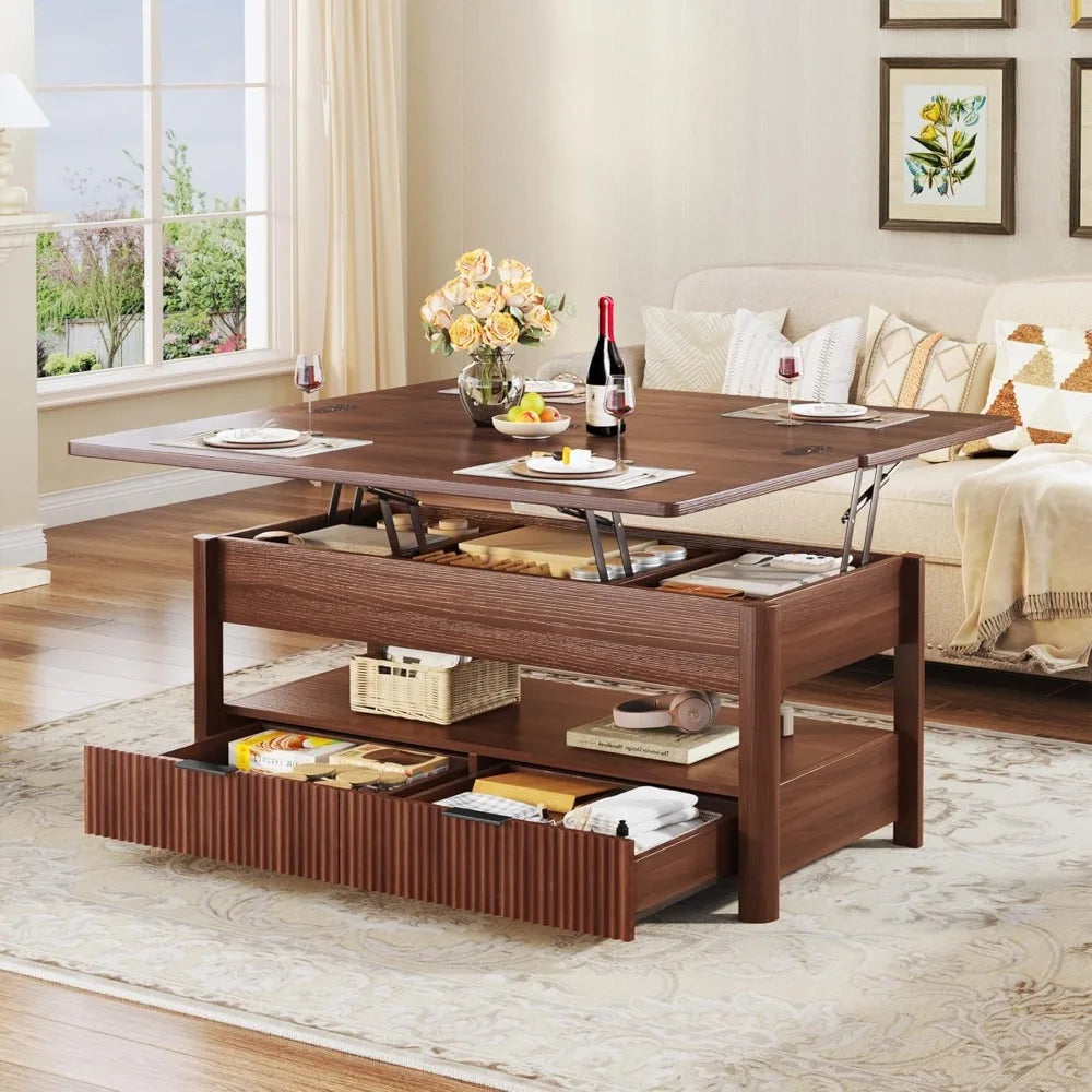 Durable Lift Top Coffee Table With 4-In-1 Storage Drawers