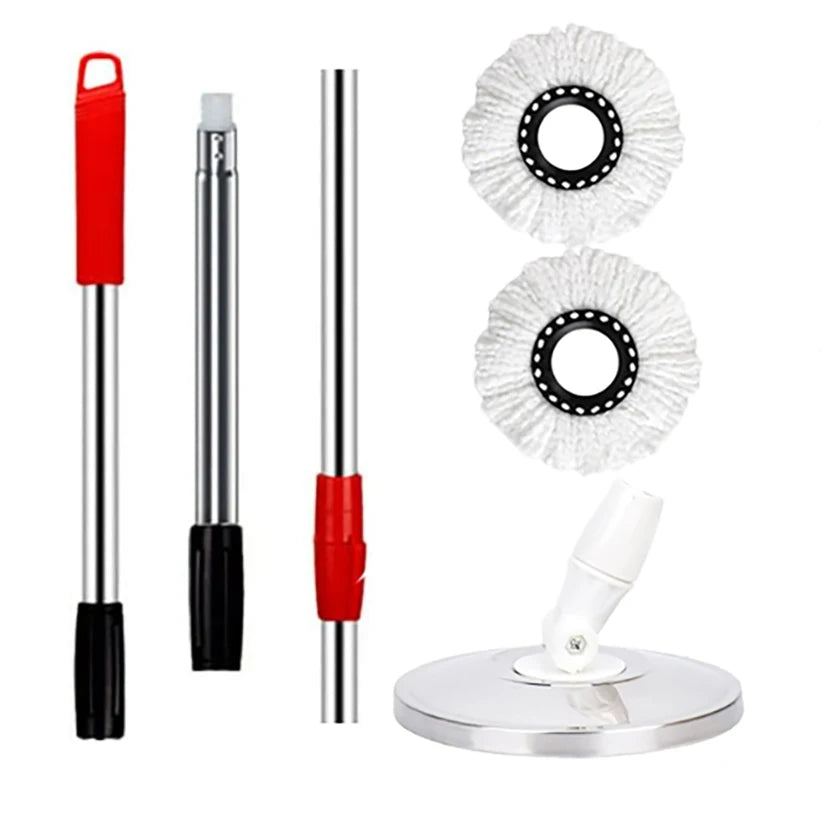 Stainless Steel Extendable Mop Handle With Microfiber Heads Set