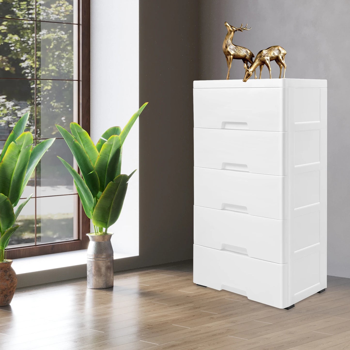 NONECN Plastic Drawers Dresser 5-Tier Storage Cabinet
