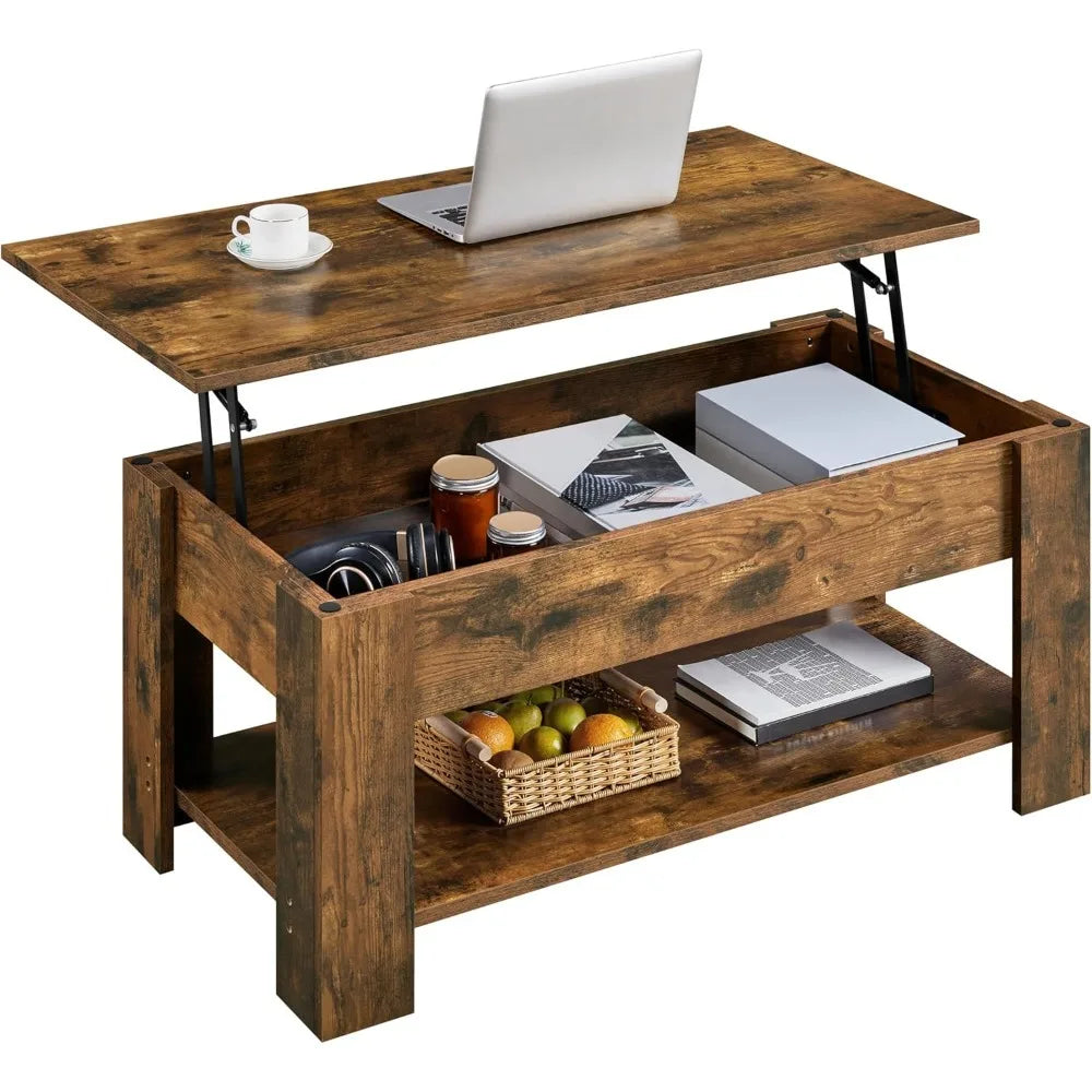 Lift-Top Coffee Table With Hidden Storage Modern Design