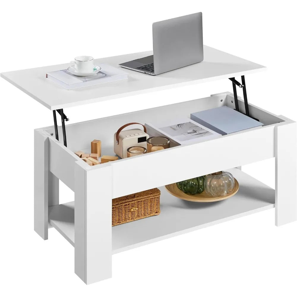 Lift-Top Coffee Table With Hidden Storage Modern Design