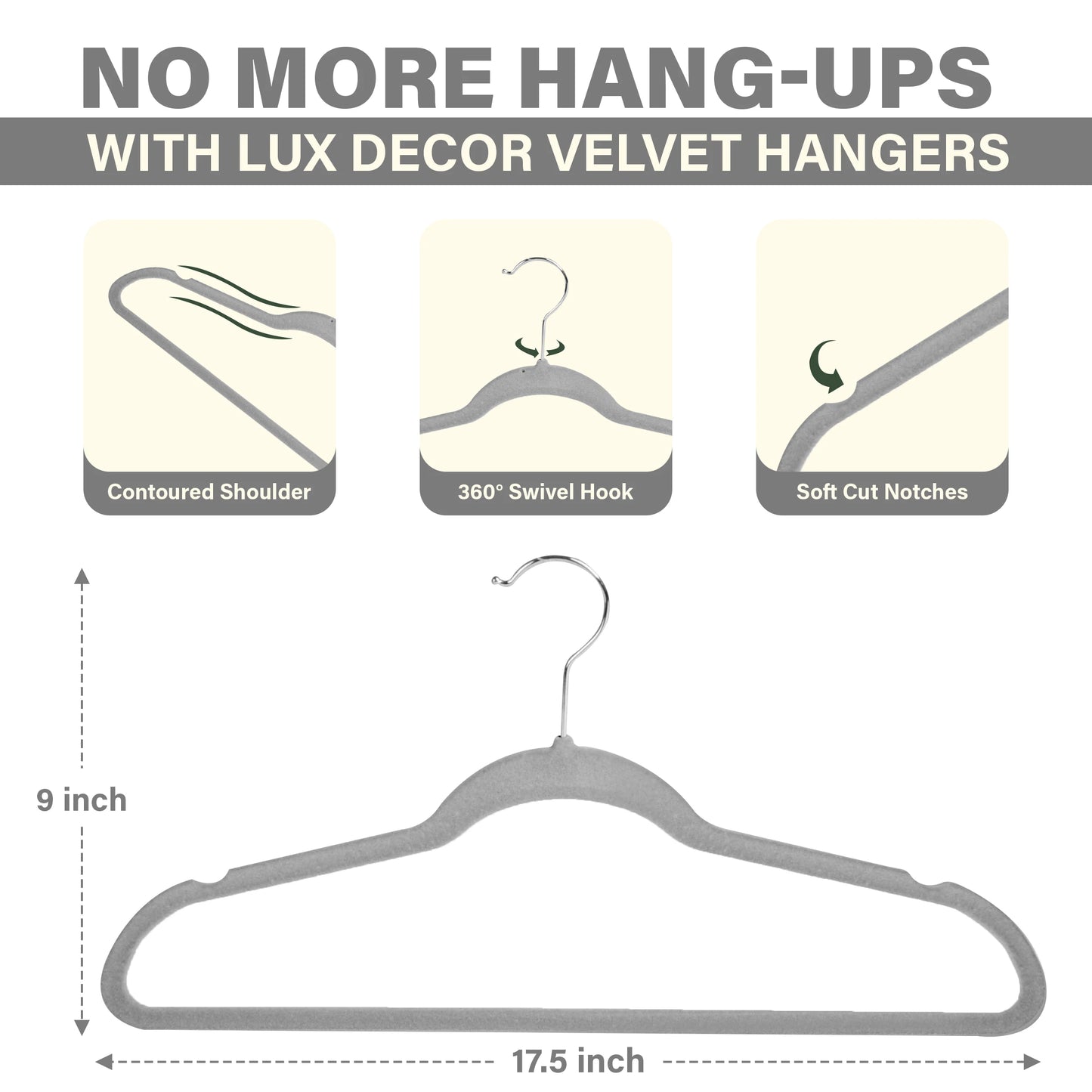 LDC Lux Decor Velvet Hangers Heavy Duty Premium Non Slip