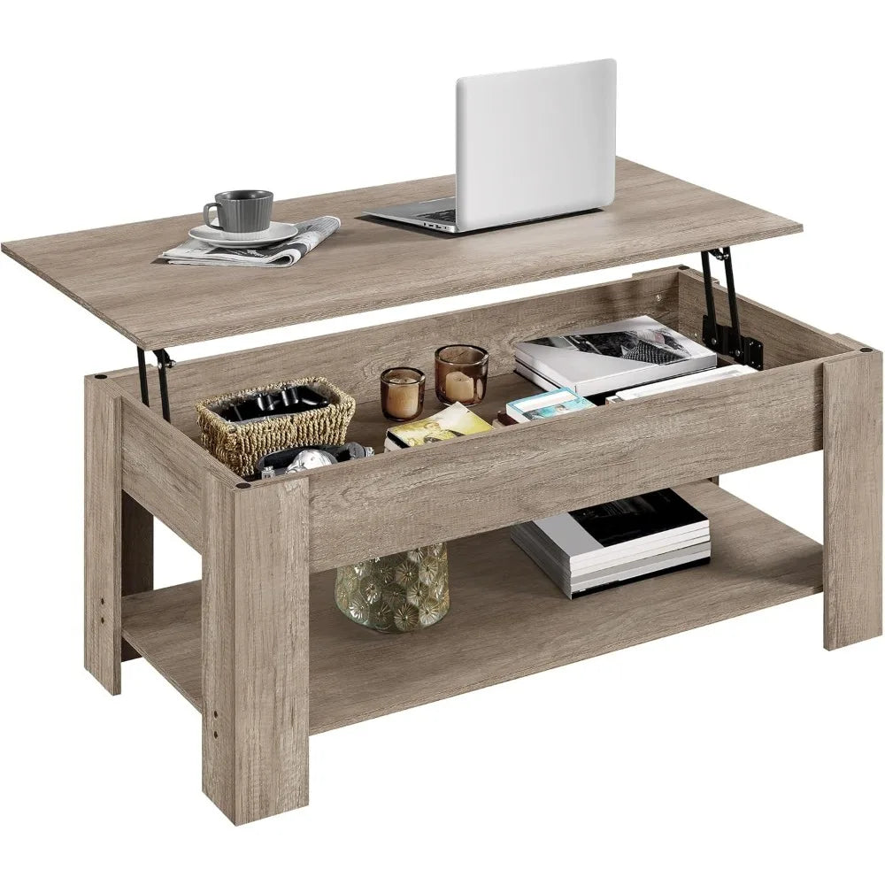 Lift-Top Coffee Table With Hidden Storage Modern Design