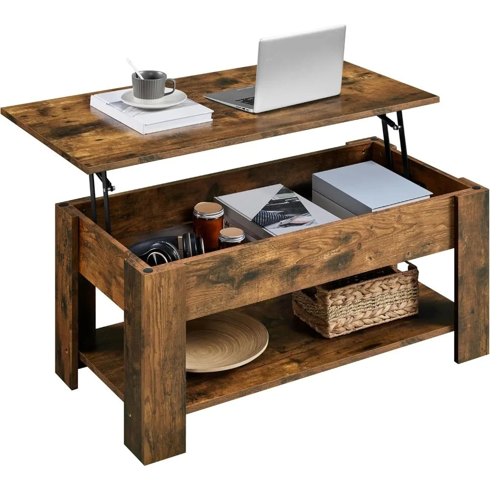 Lift-Top Coffee Table With Hidden Storage Modern Design