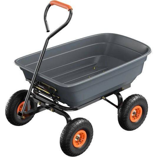 All-Terrain Dump Cart Wagon 600Lb Capacity Yard and Garden Use